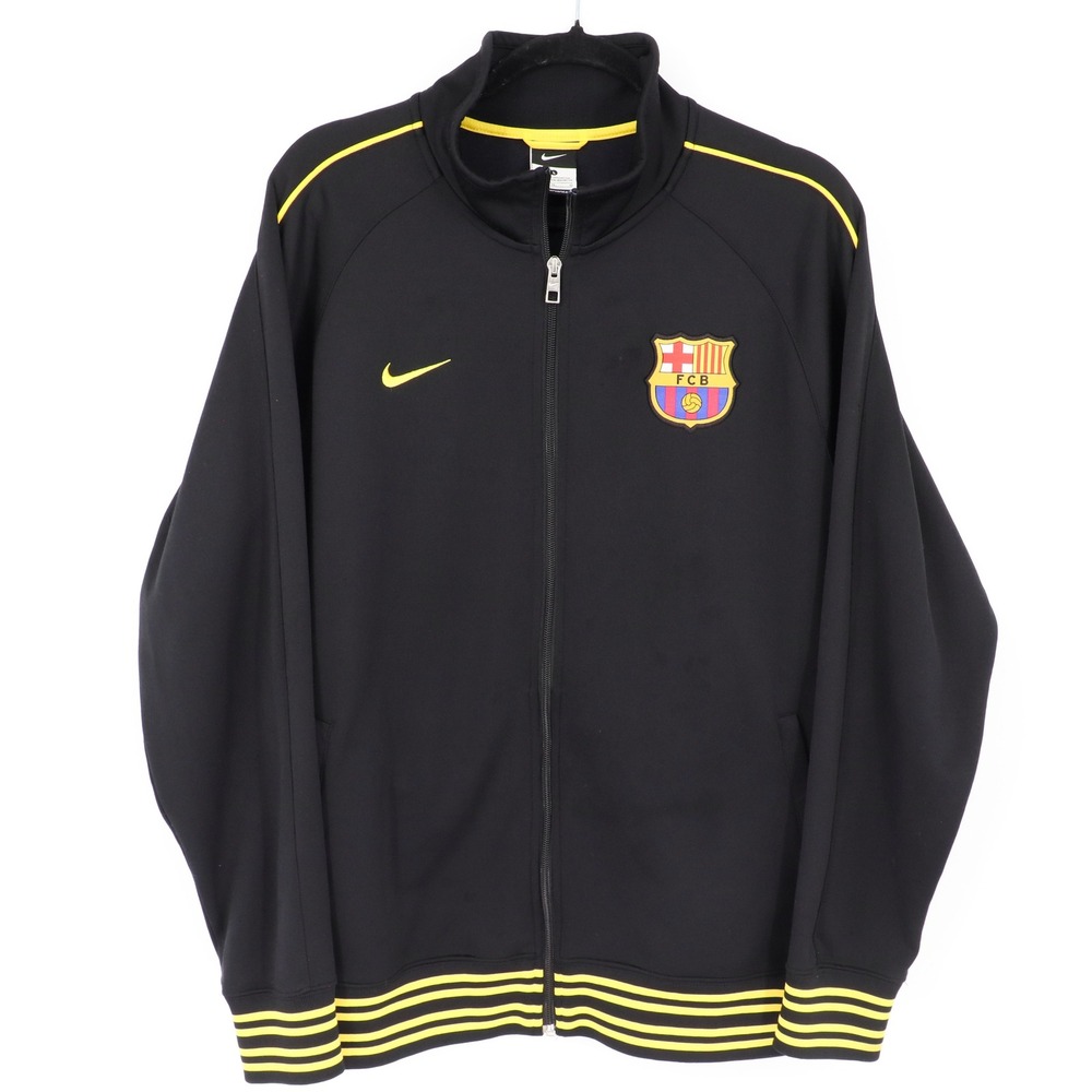 Nike FC Barcelona Football Jacket Soccer Track Jacket Men's Size L Black Yellow - Picture 1 of 9